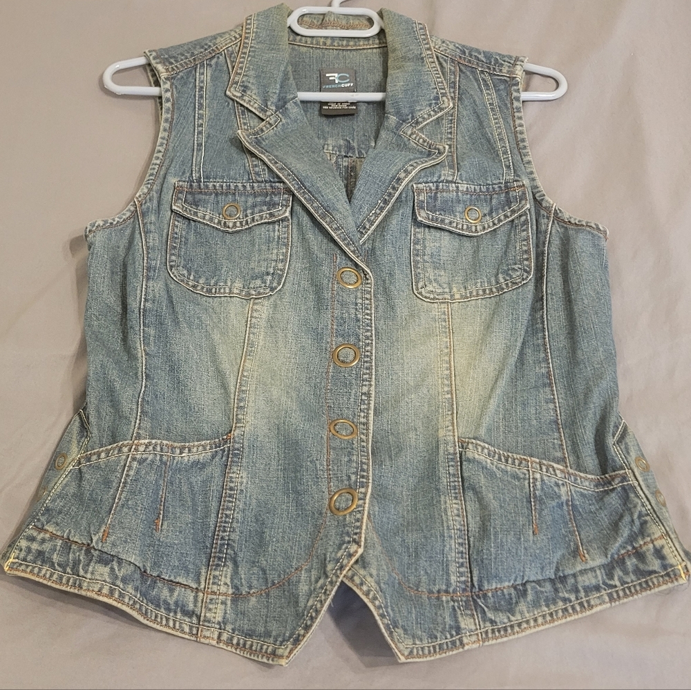 Denim French Cuff Jean Vest